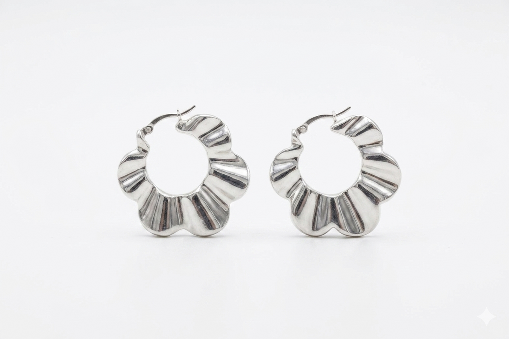 Retro-Chic Rippled Flower Hoops