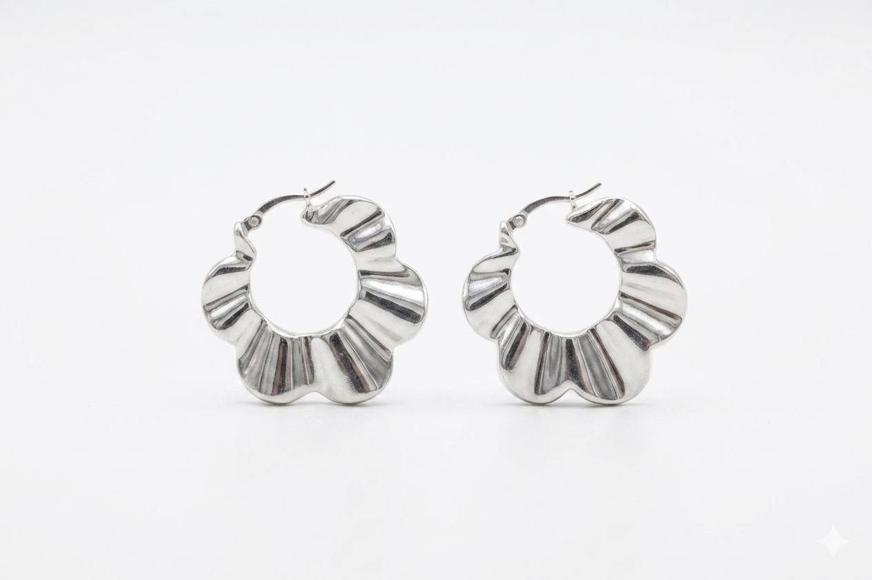 Retro-Chic Rippled Flower Hoops