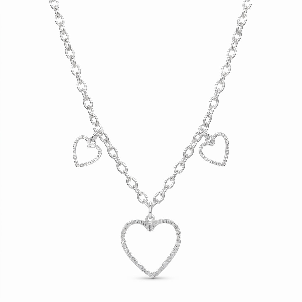 chain with hammered heart charms 