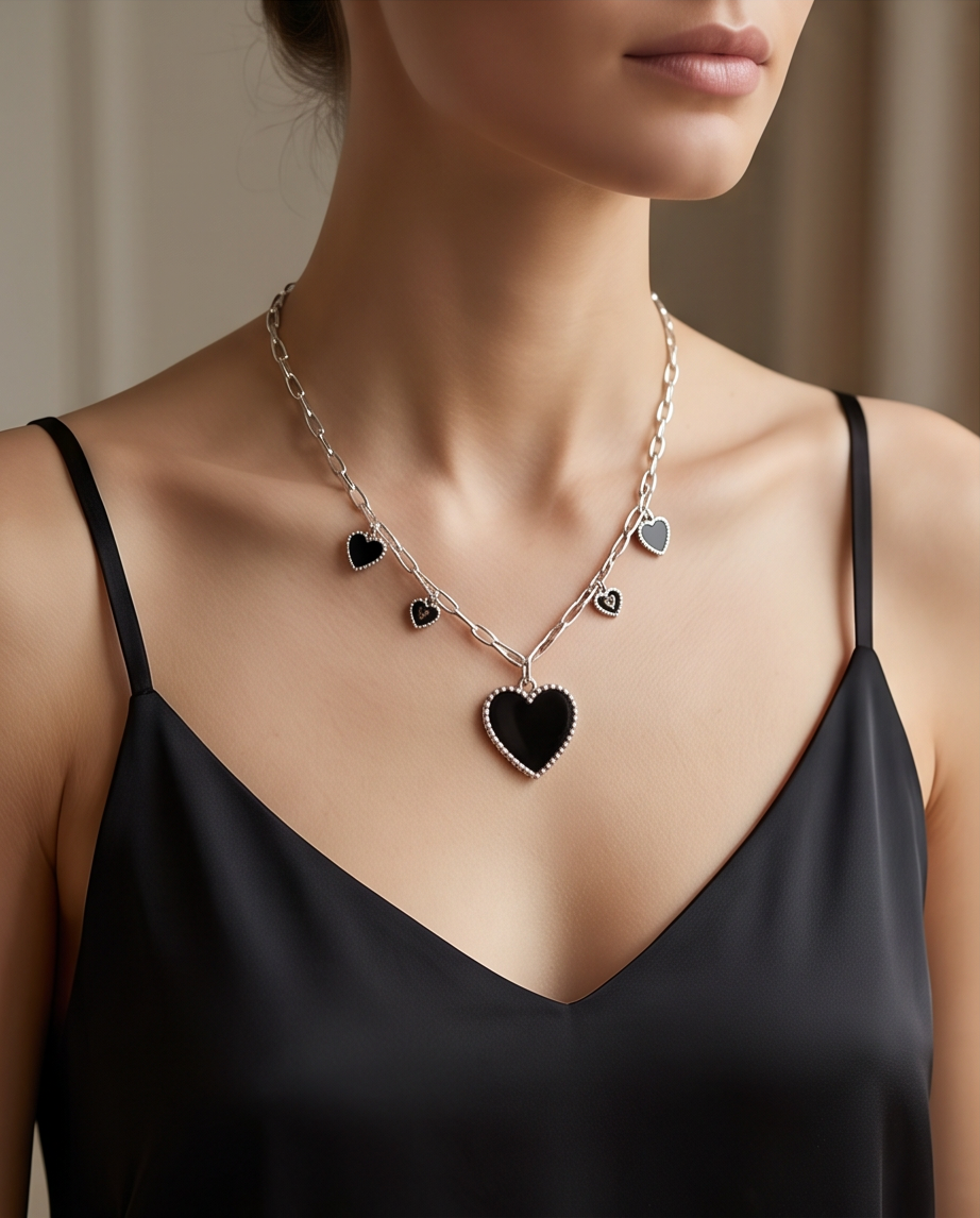 Noir Love Charm Necklace