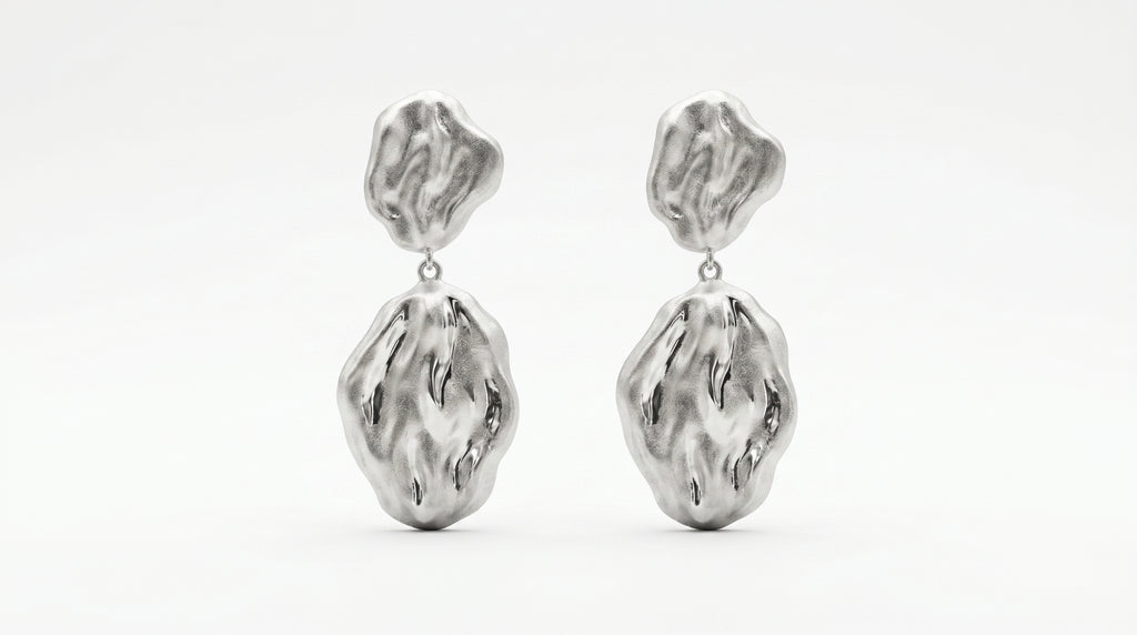 Ocean Ripple Matte Silver Drops
