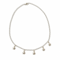 A silver chain necklace with five dangling star charms