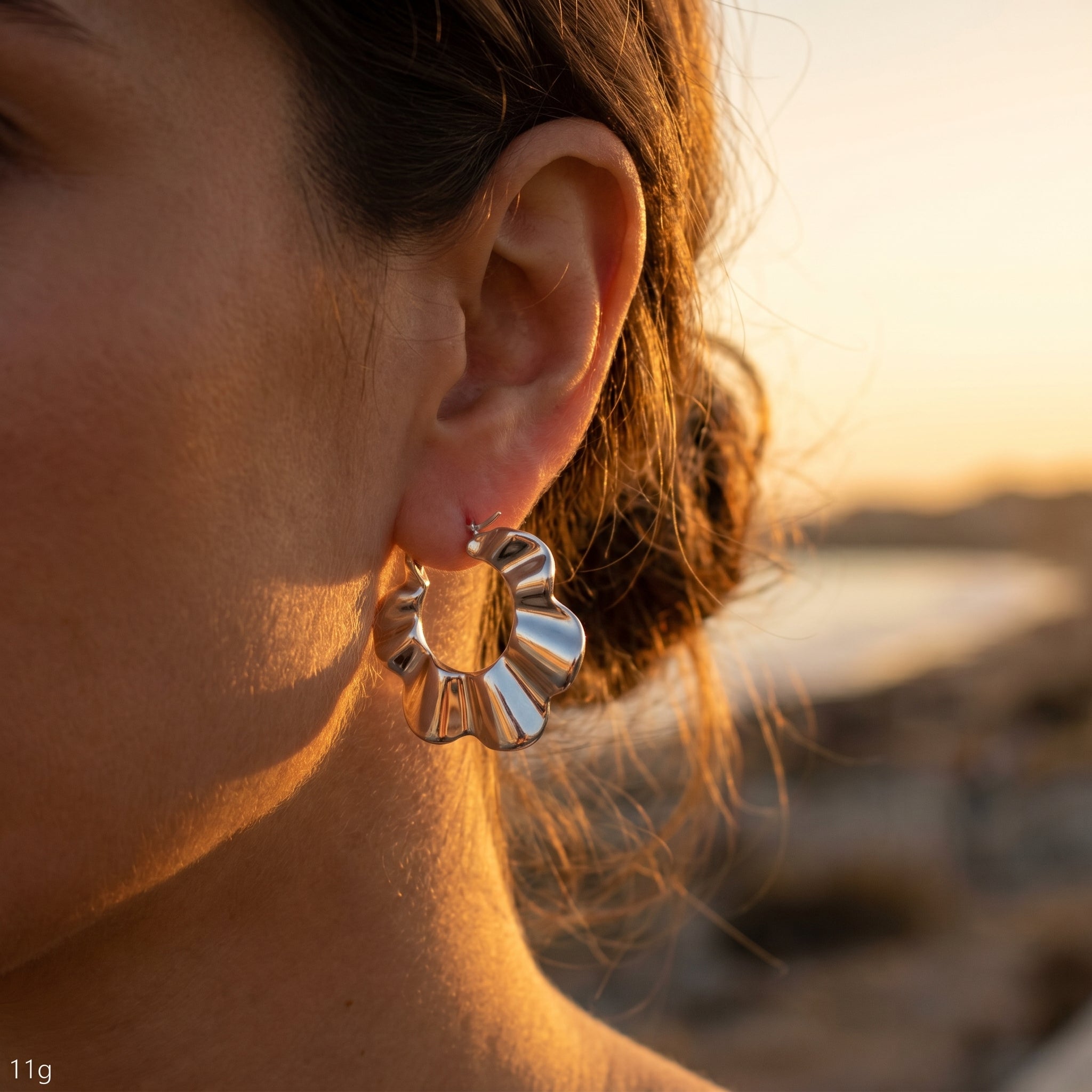 Retro-Chic Rippled Flower Hoops