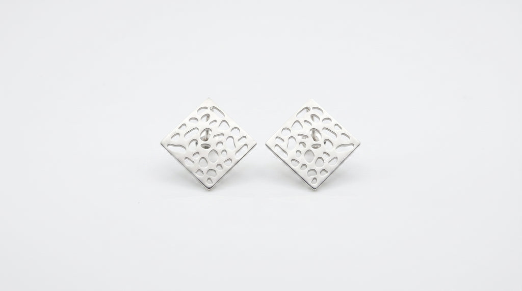 The Matte Silver Geometric statement Earrings