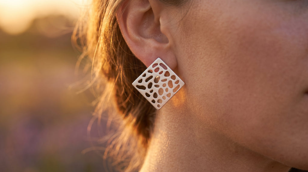 The Matte Silver Geometric statement Earrings