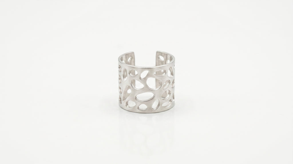 The Matte Silver Geometric Statement Ring