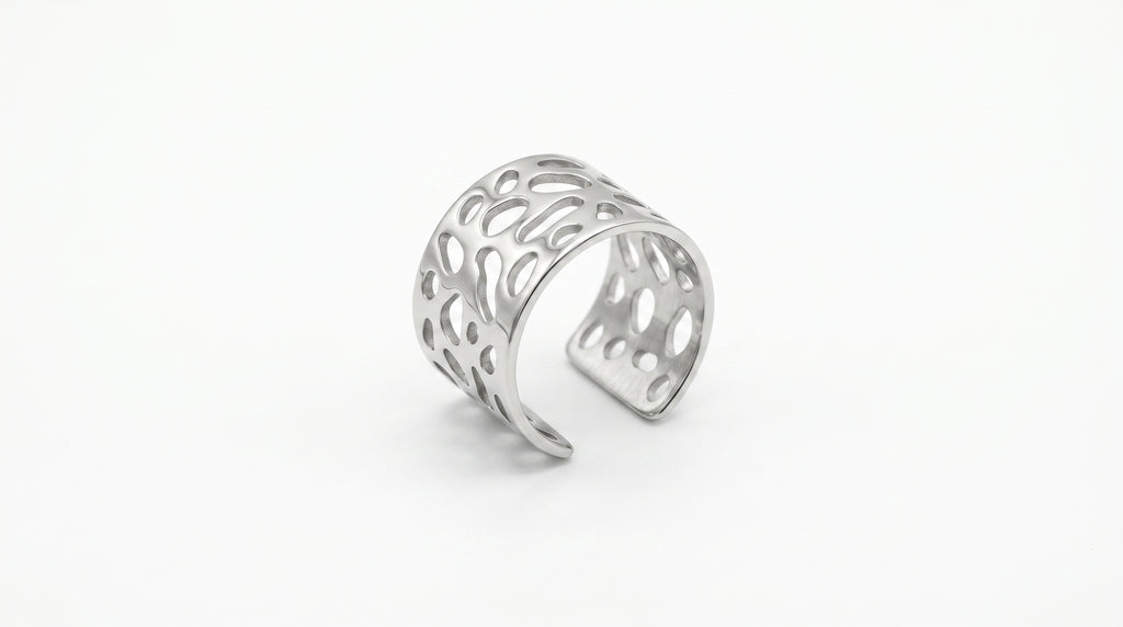 The Matte Silver Geometric Statement Ring