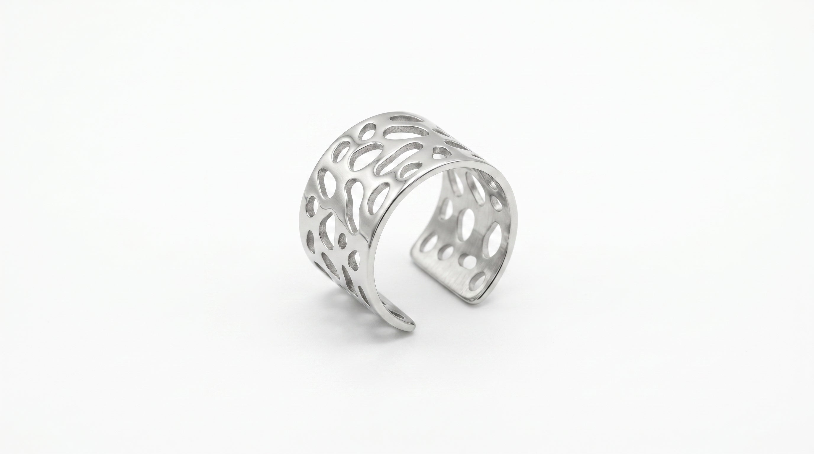 The Matte Silver Geometric Statement Ring