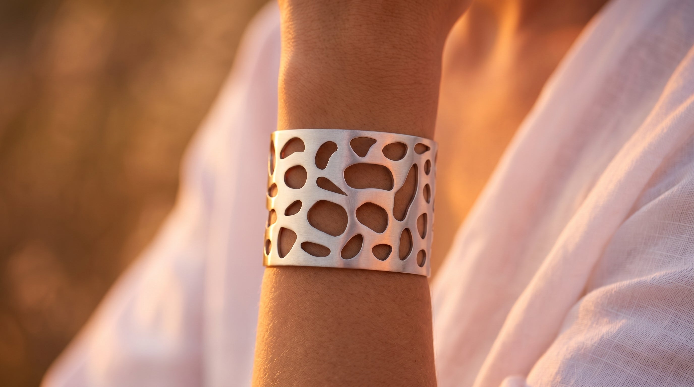 The Matte Silver Geometric statement bangel
