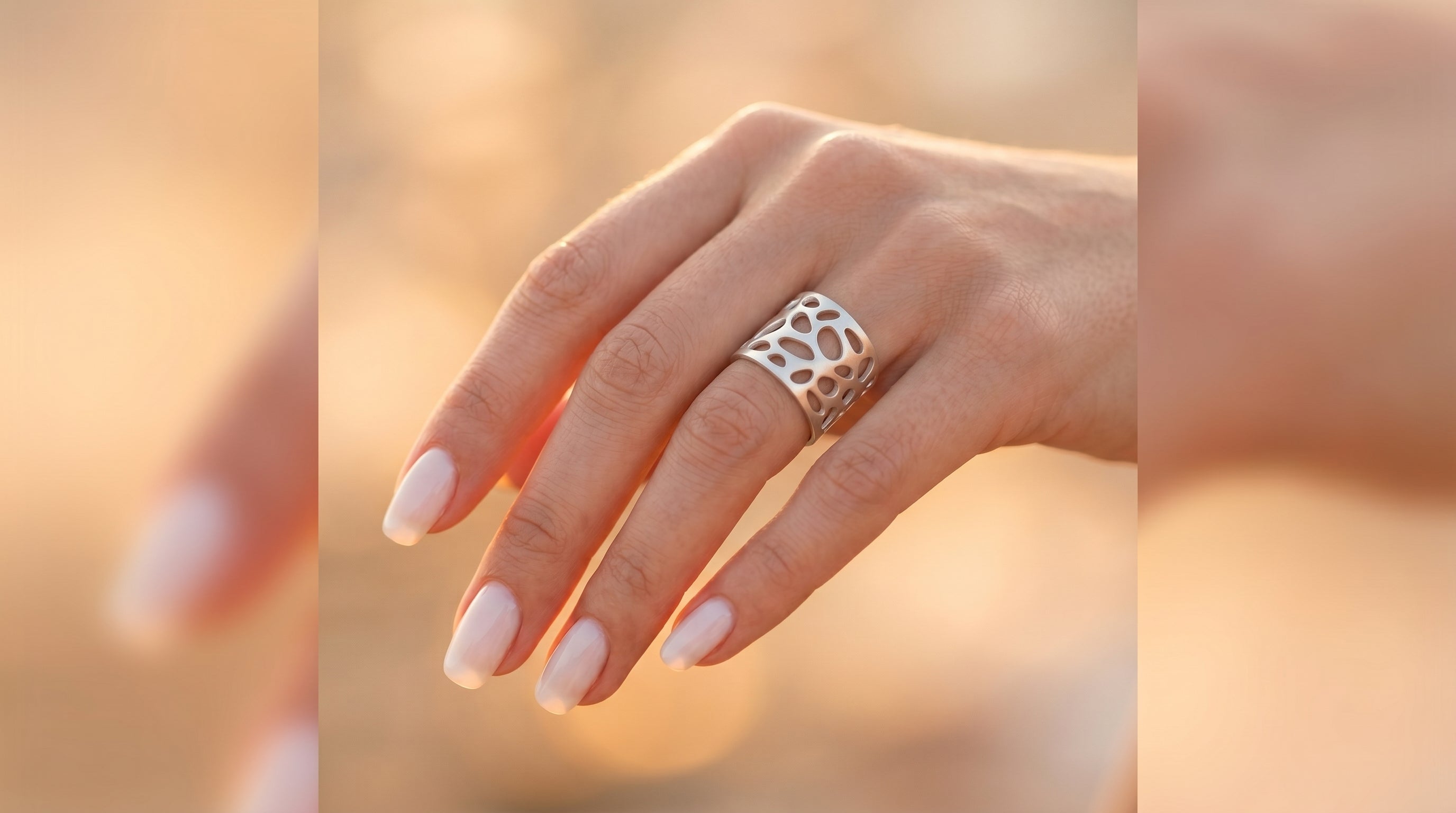 The Matte Silver Geometric Statement Ring