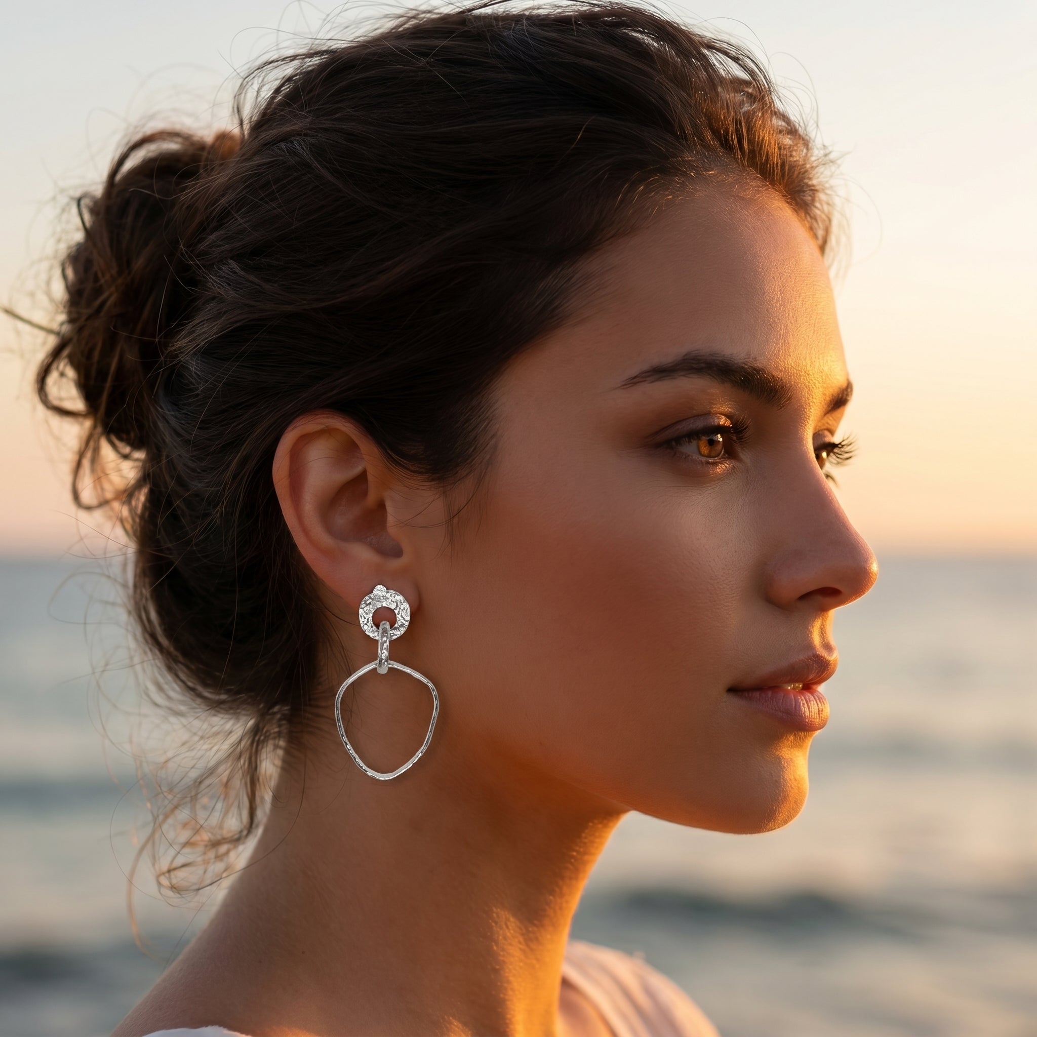The Raw Texture Geometric Drop Earrings