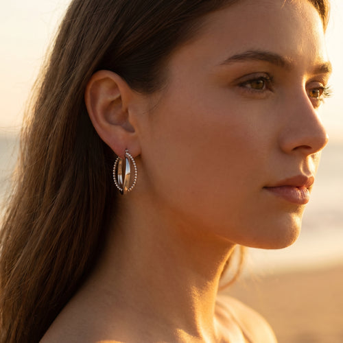 Beaded interlocked hoops
