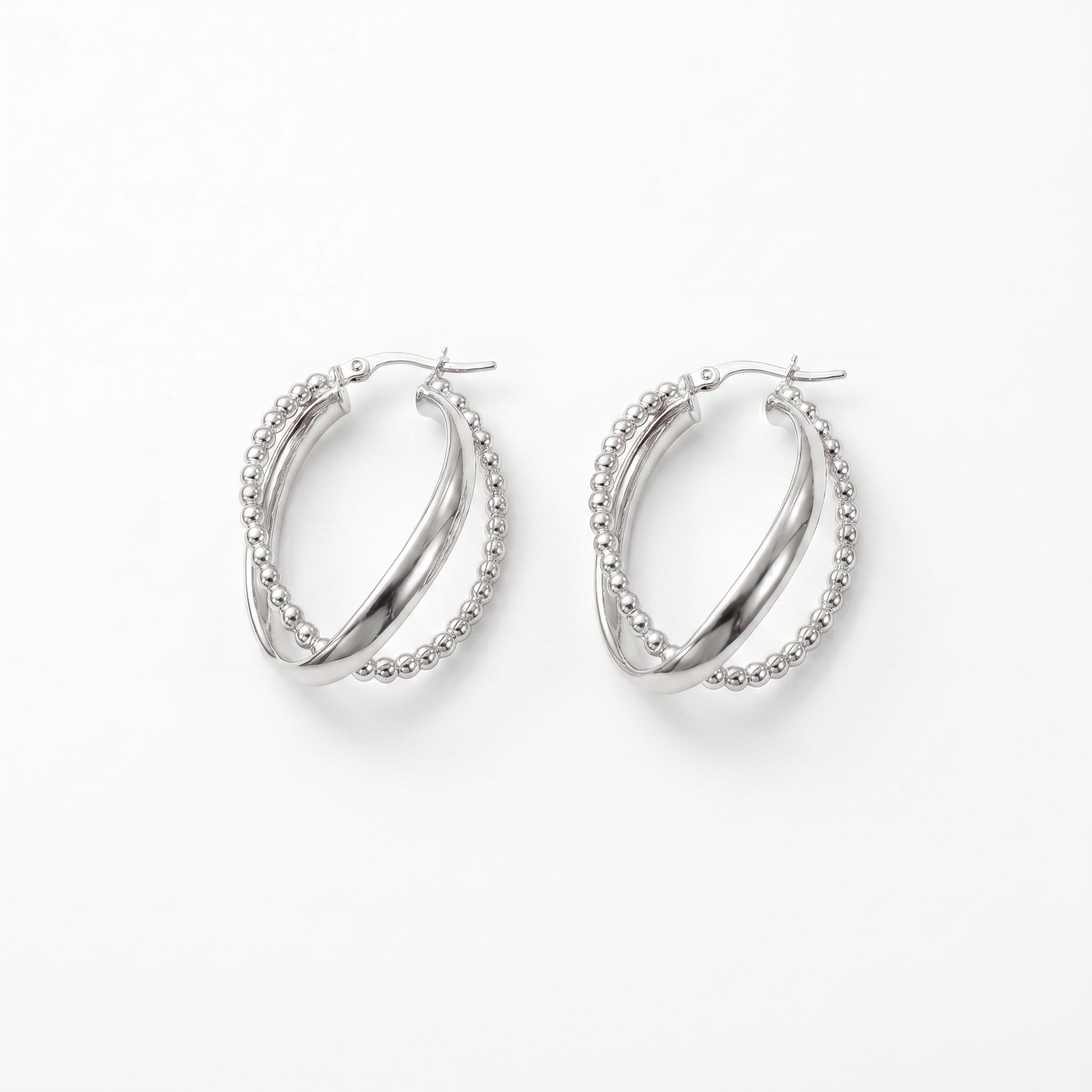 Beaded interlocked hoops