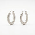 Brushed Silver Matte Hoops